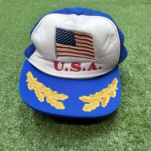 Vtg 80s USA Scrambled Egg Swingster Trucker Hat Cap Snapback Eggs America Mesh